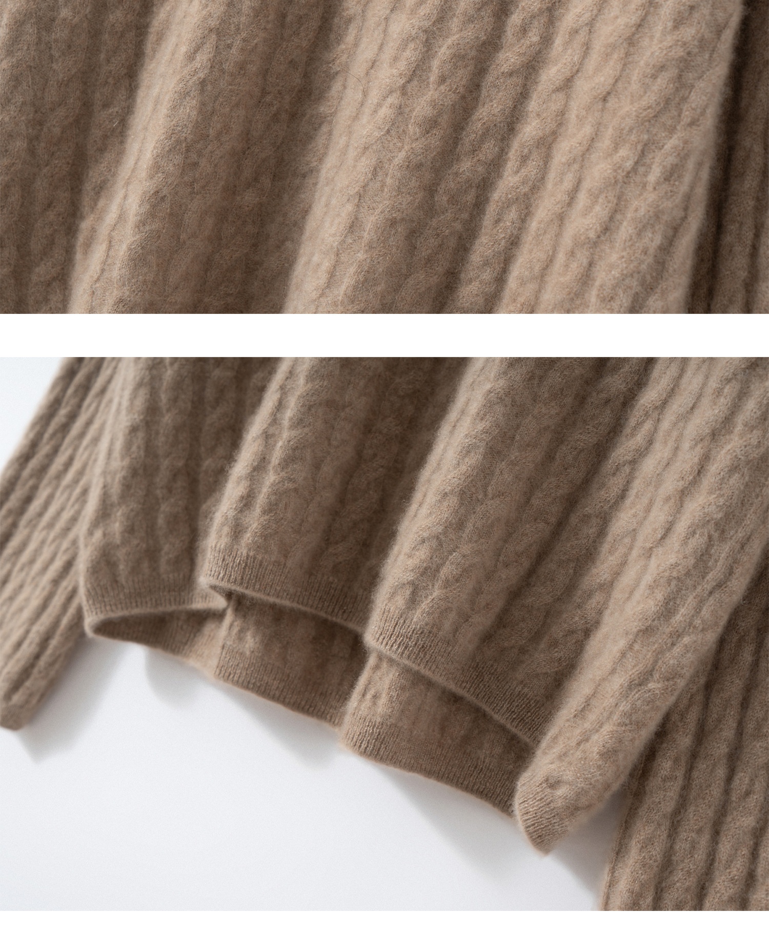 Cashmere Women's Cable Knit V-Neck Cashmere Long Sleeve Sweater