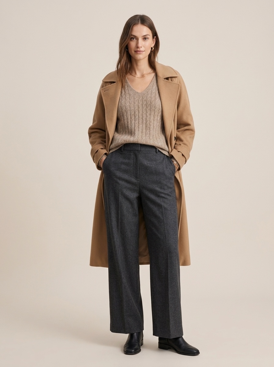 Cashmere Women's Cable Knit V-Neck Cashmere Long Sleeve Sweater