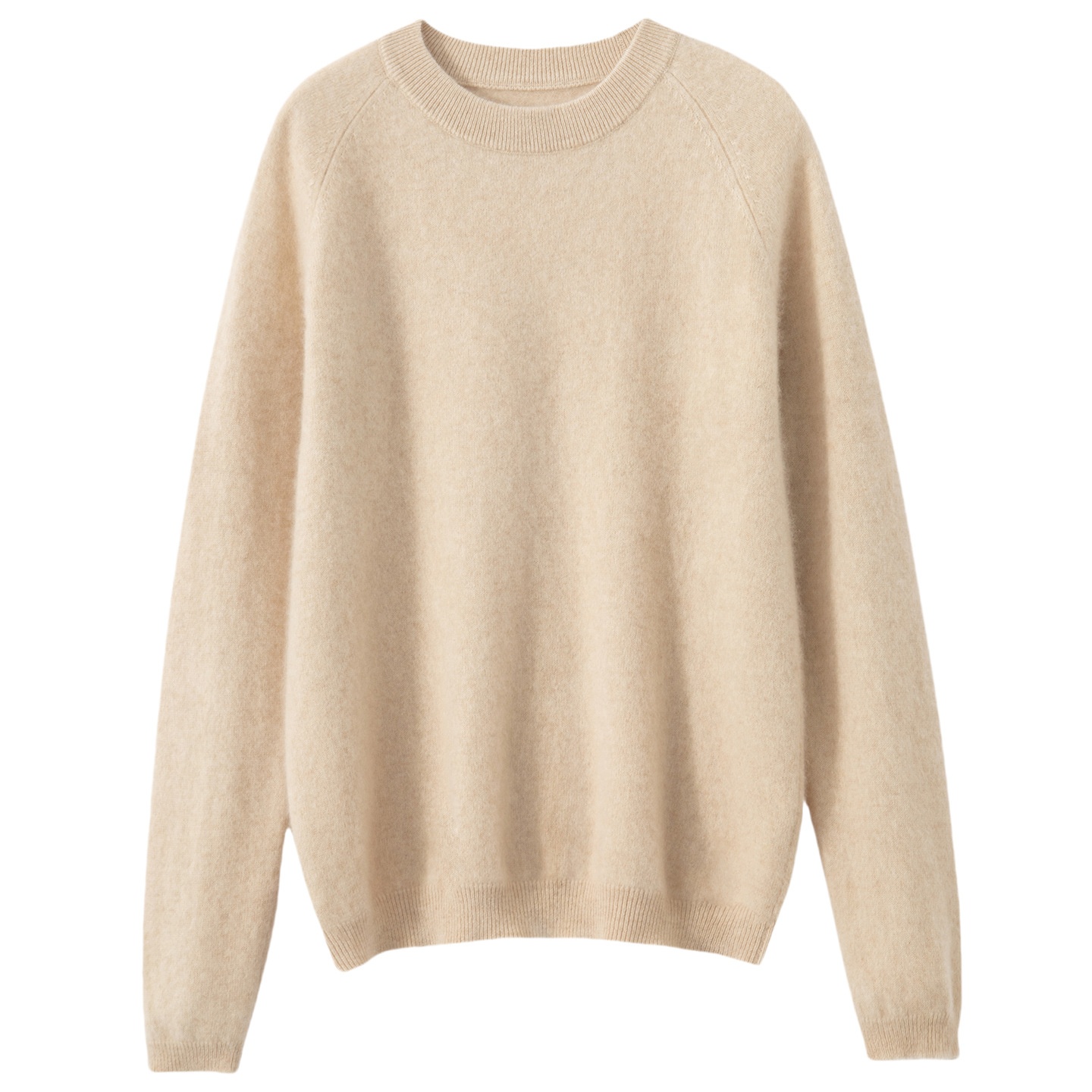 Women's Crew Neck Raglan Cashmere Knit Sweater