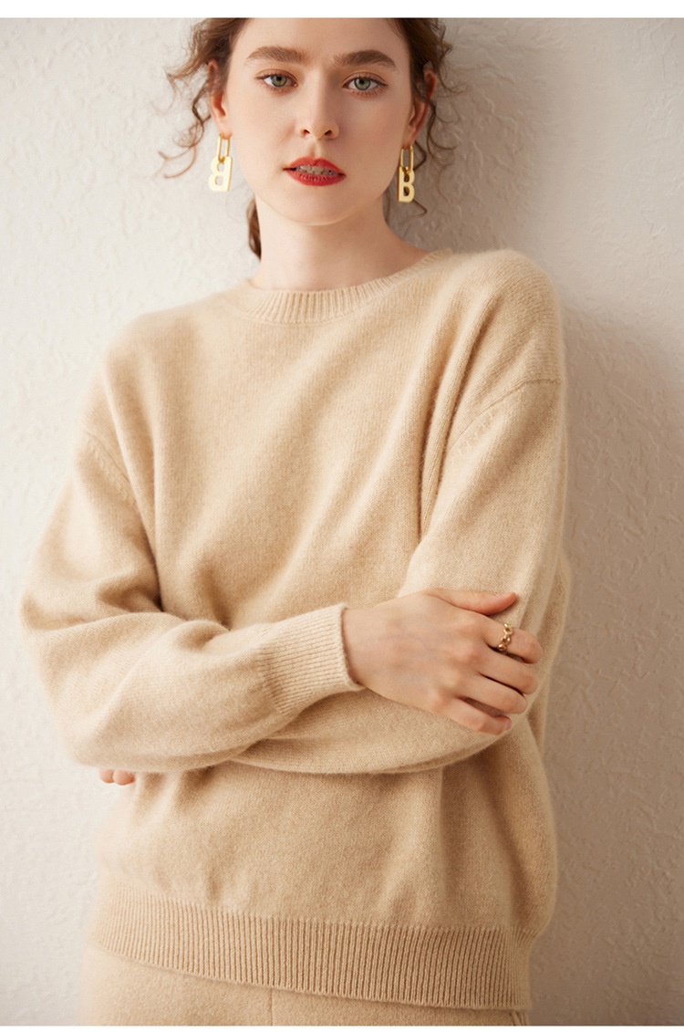 Cashmere Women's Crewneck Cashmere Knit Pullover Sweater