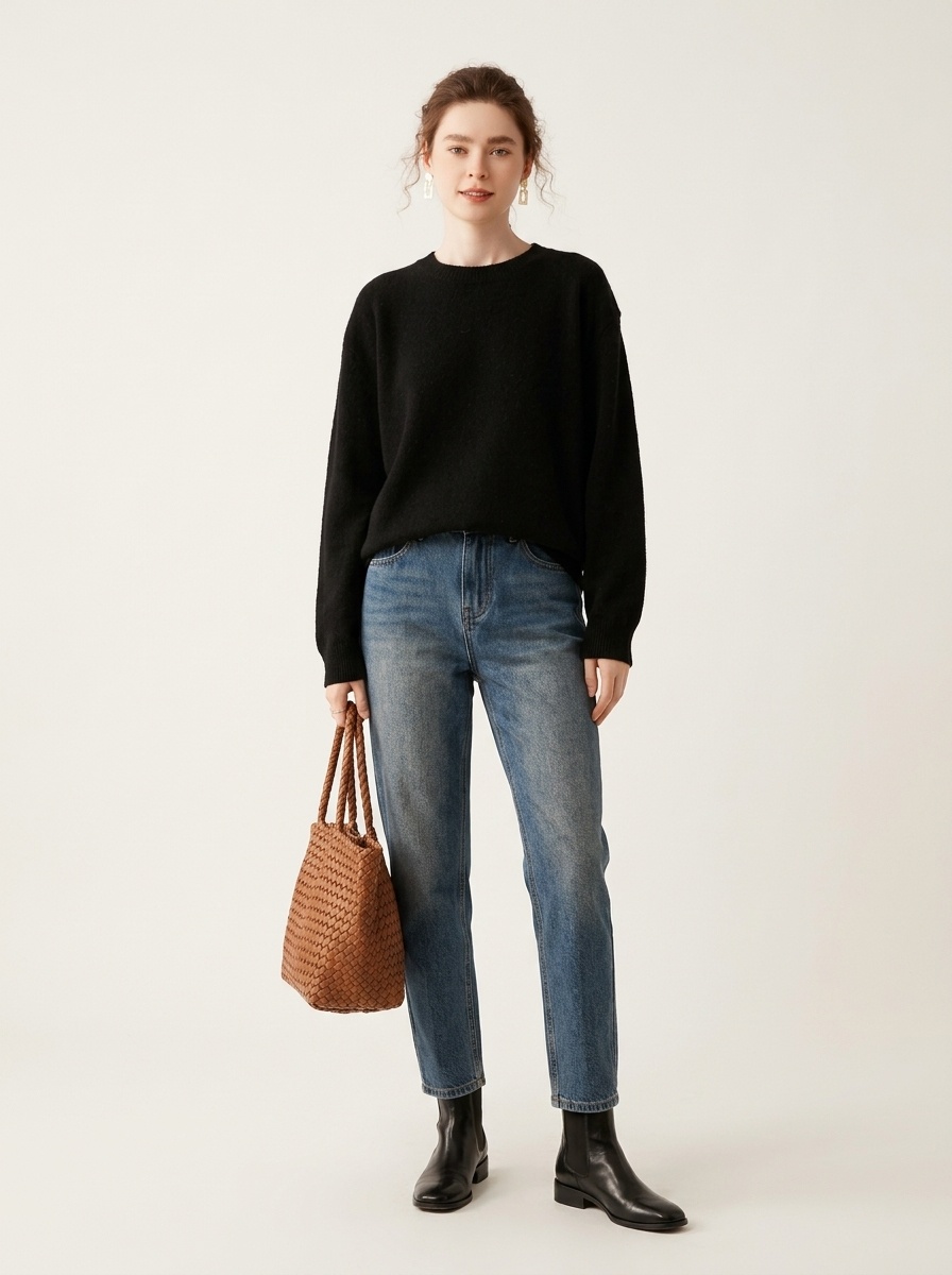 Cashmere Women's Crewneck Cashmere Knit Pullover Sweater