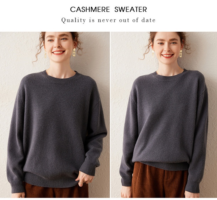Cashmere Women's Crewneck Cashmere Knit Pullover Sweater
