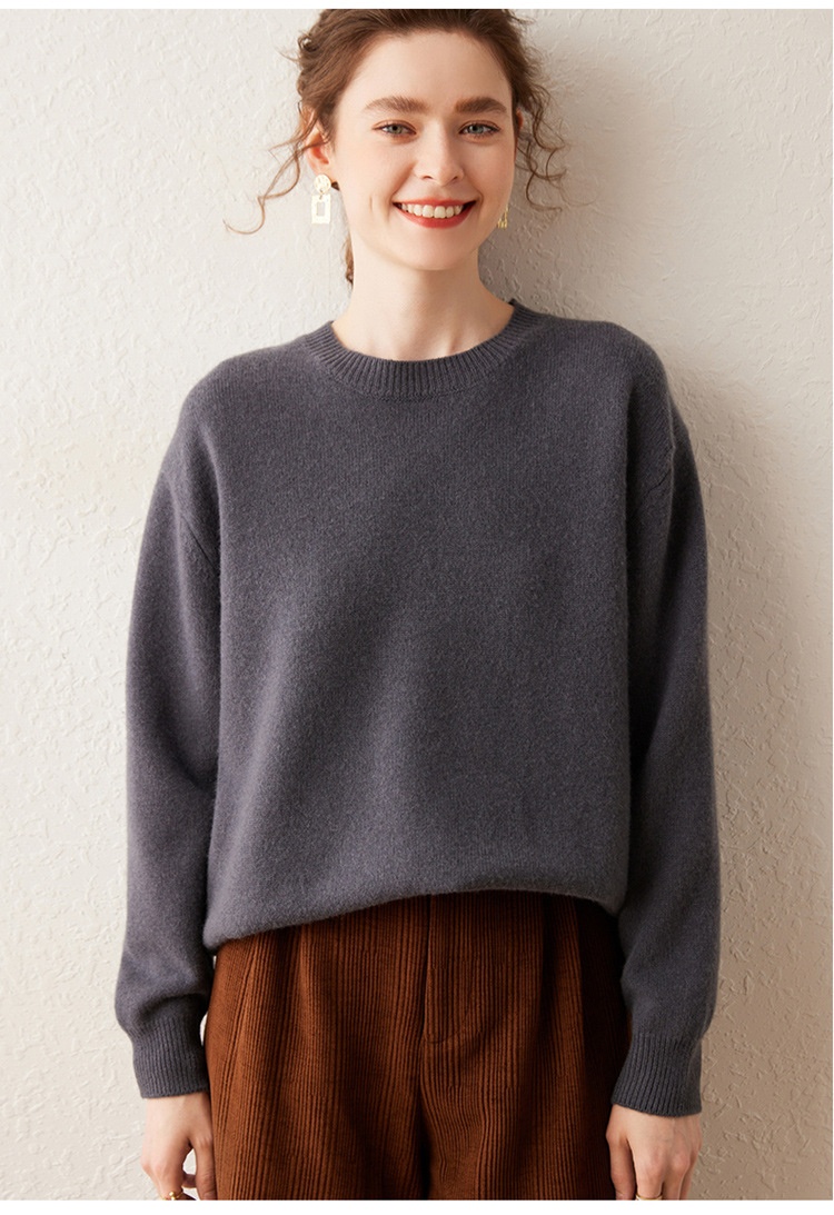 Cashmere Women's Crewneck Cashmere Knit Pullover Sweater