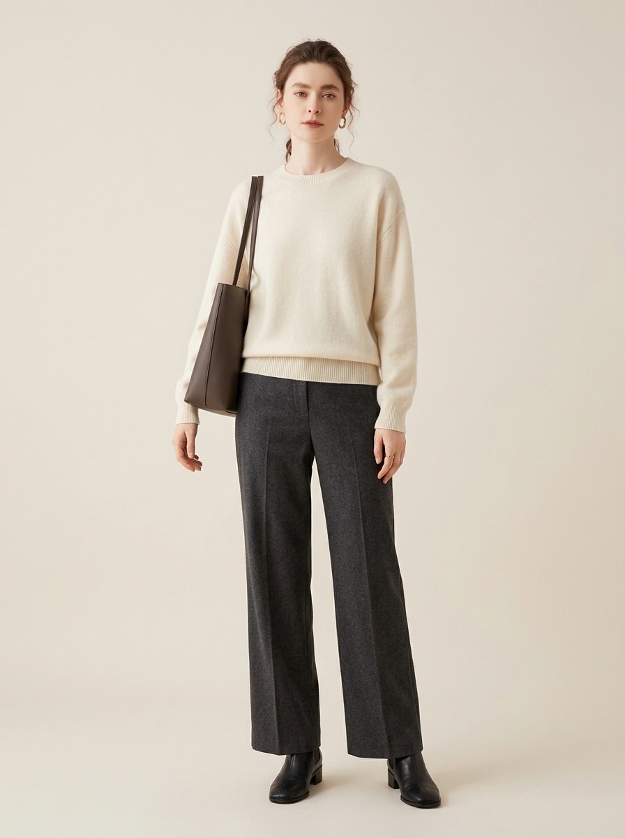 Cashmere Women's Crewneck Cashmere Knit Pullover Sweater