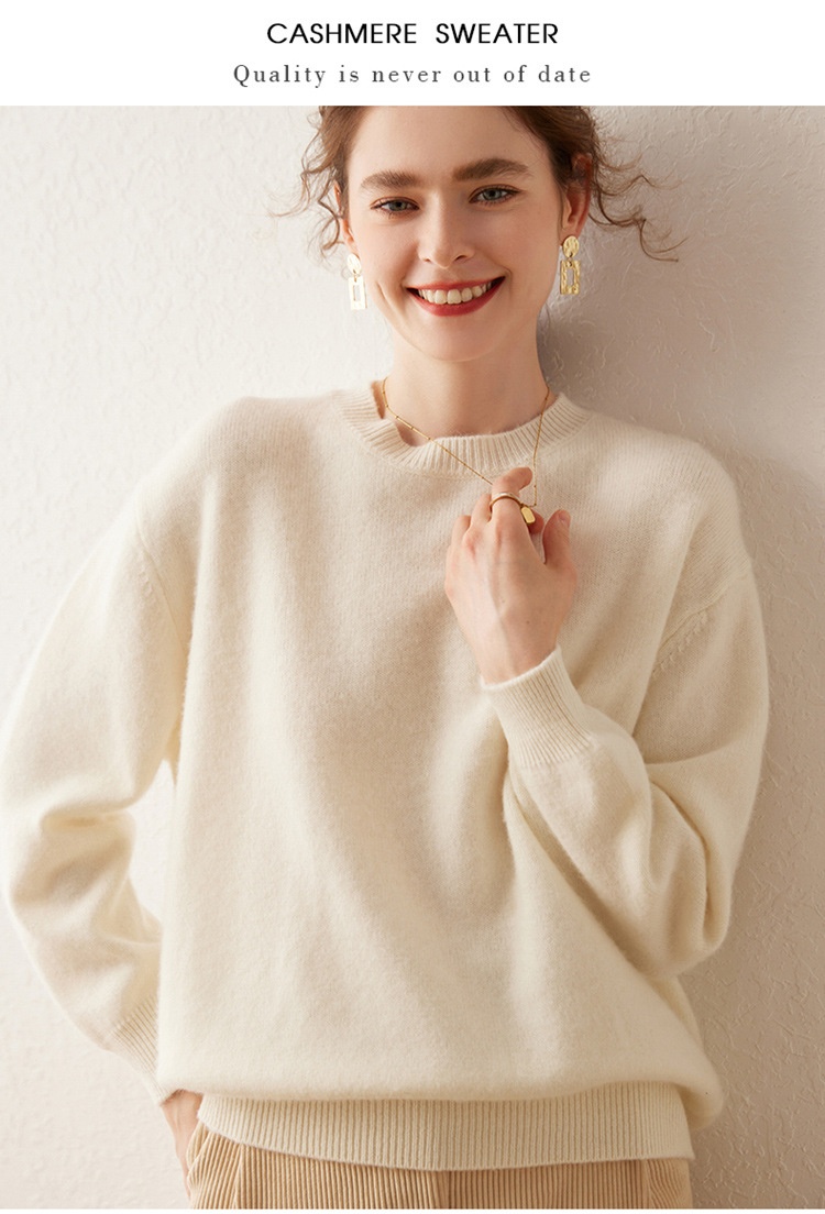 Cashmere Women's Crewneck Cashmere Knit Pullover Sweater