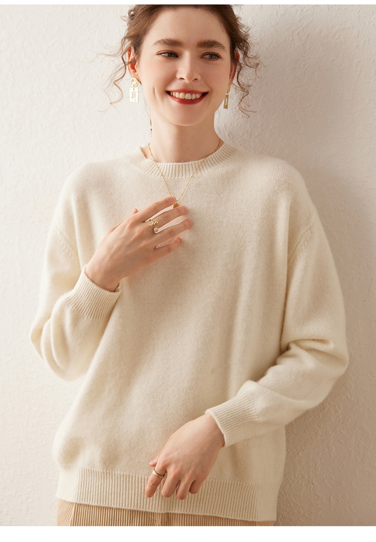 Cashmere Women's Crewneck Cashmere Knit Pullover Sweater