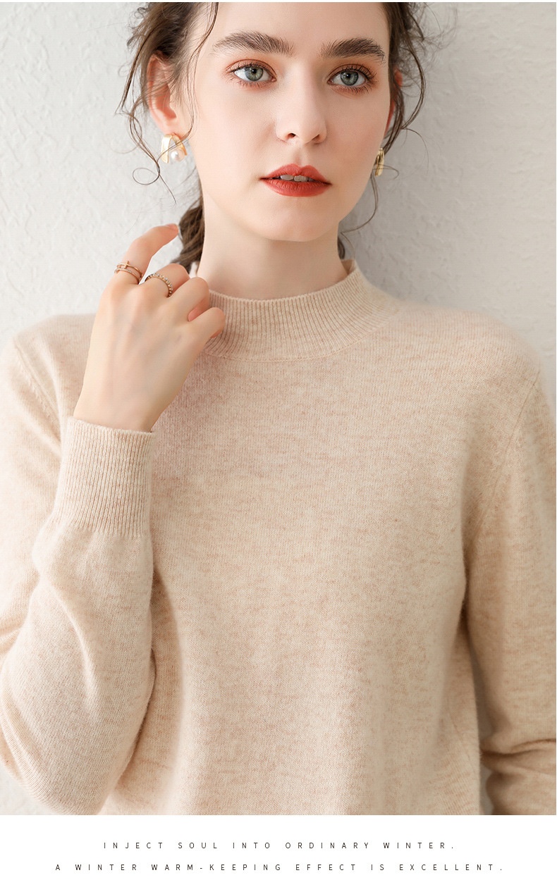 Cashmere Women's Mock Neck Long Sleeve Knit Sweater Pullover