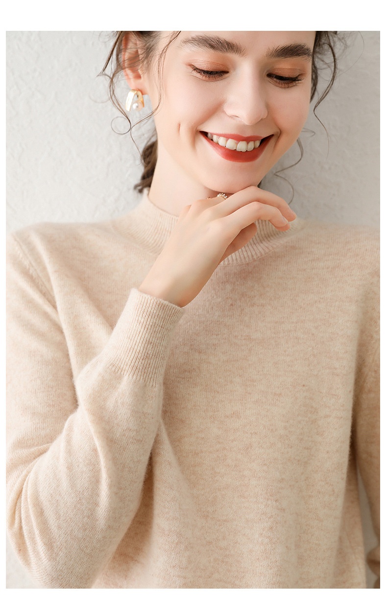Cashmere Women's Mock Neck Long Sleeve Knit Sweater Pullover
