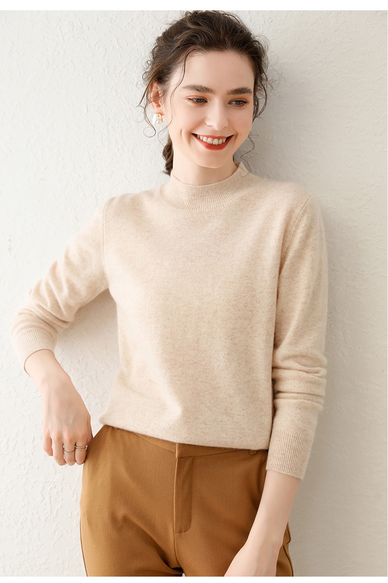 Cashmere Women's Mock Neck Long Sleeve Knit Sweater Pullover