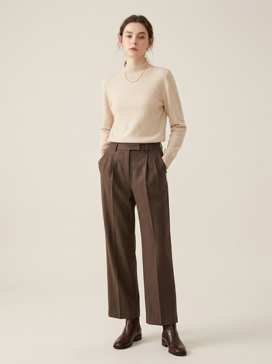 Cashmere Women's Mock Neck Long Sleeve Knit Sweater Pullover