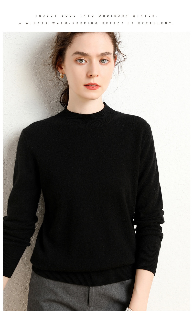 Cashmere Women's Mock Neck Long Sleeve Knit Sweater Pullover