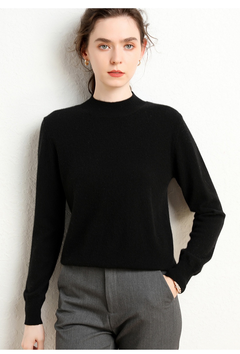 Cashmere Women's Mock Neck Long Sleeve Knit Sweater Pullover
