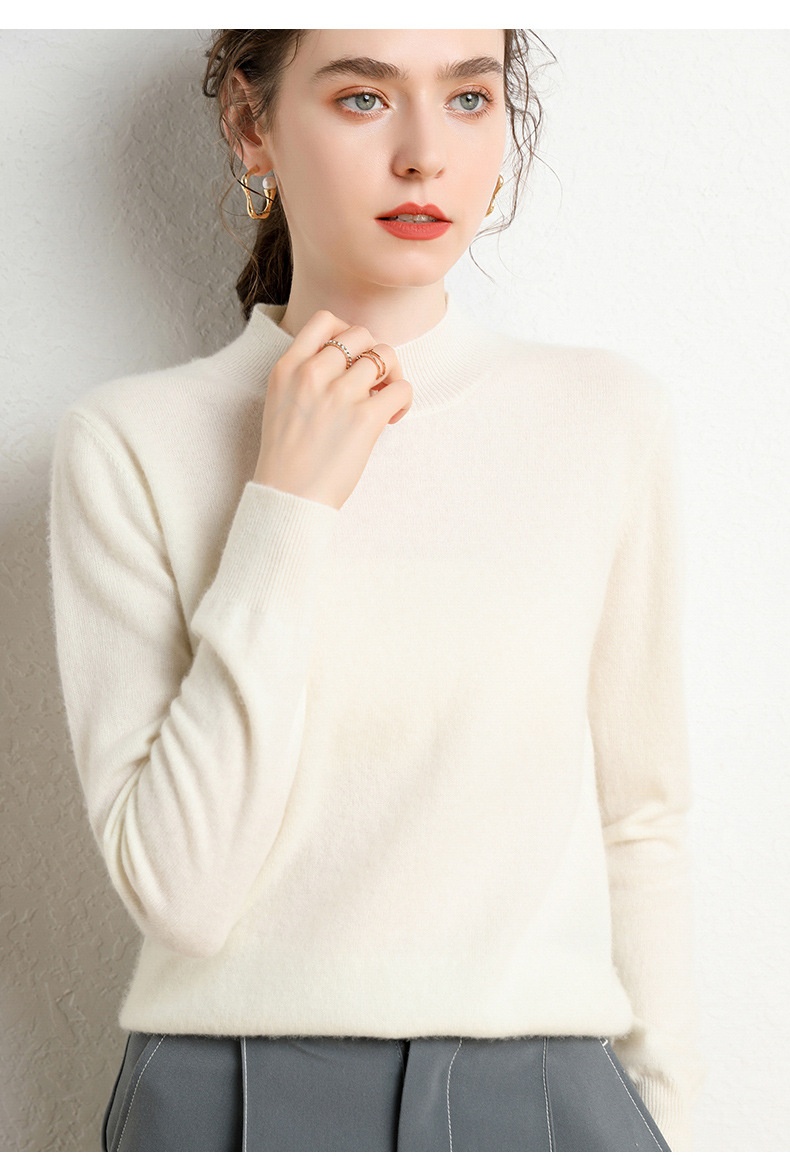 Cashmere Women's Mock Neck Long Sleeve Knit Sweater Pullover