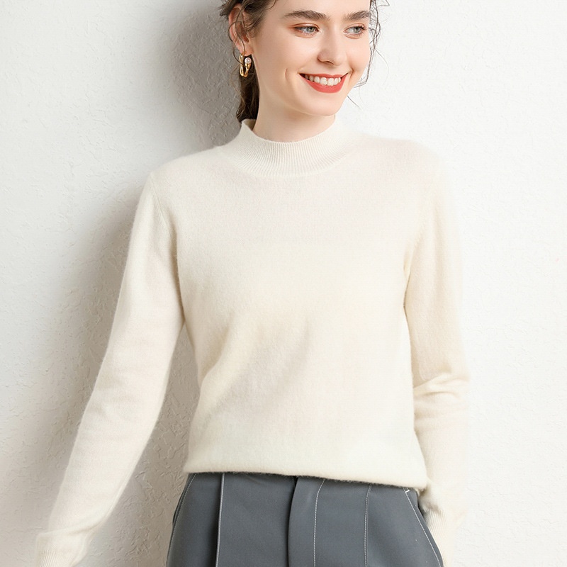 Cashmere Women's Mock Neck Long Sleeve Knit Sweater Pullover