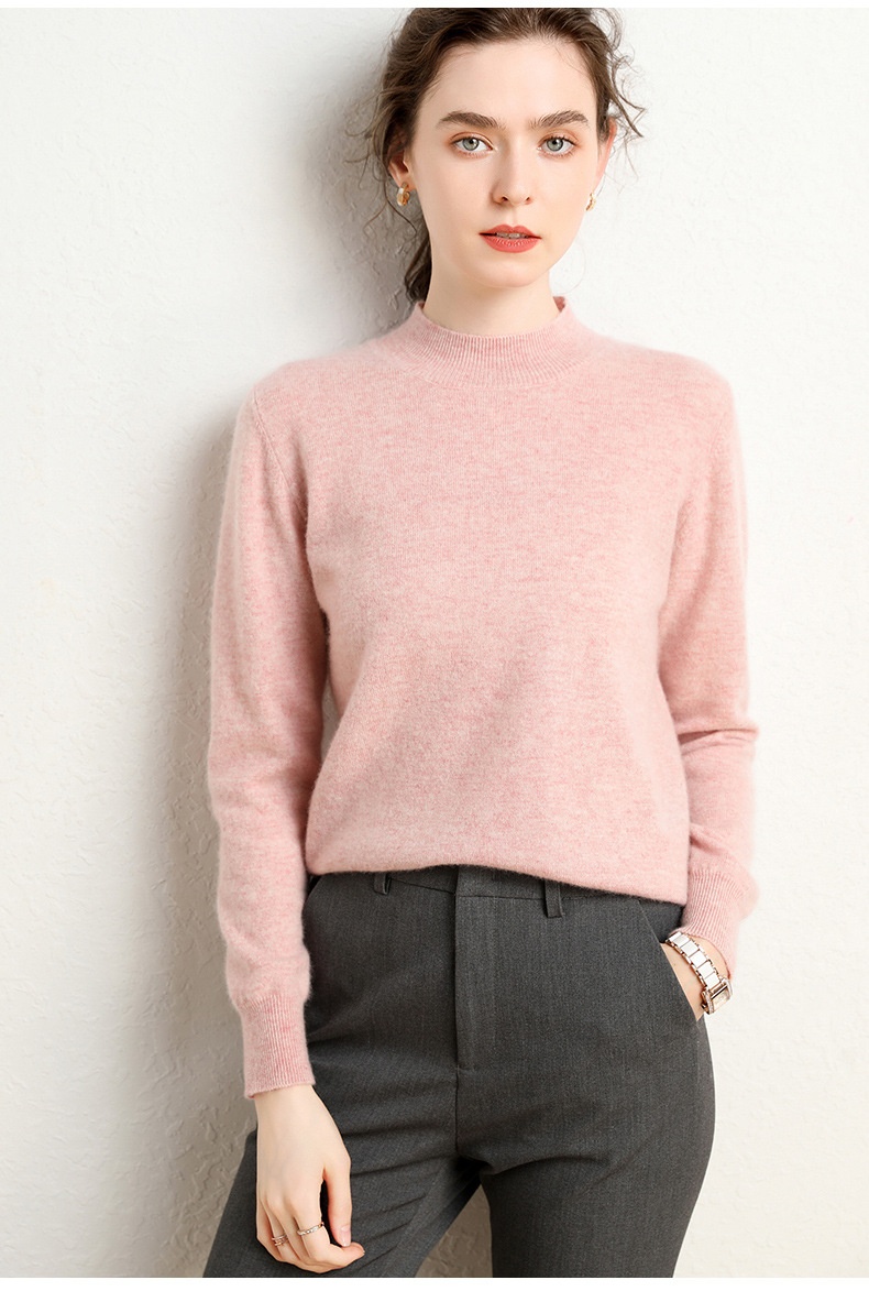 Cashmere Women's Mock Neck Long Sleeve Knit Sweater Pullover