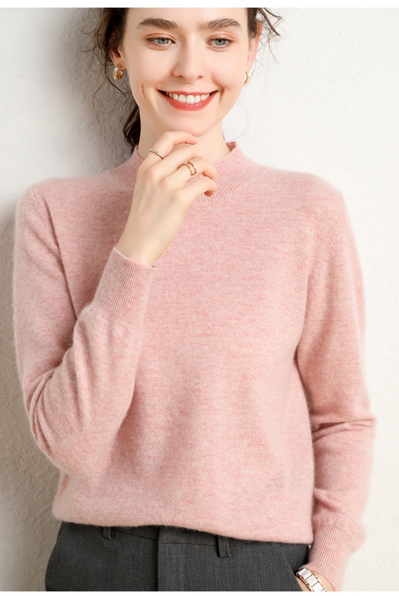 Cashmere Women's Mock Neck Long Sleeve Knit Sweater Pullover