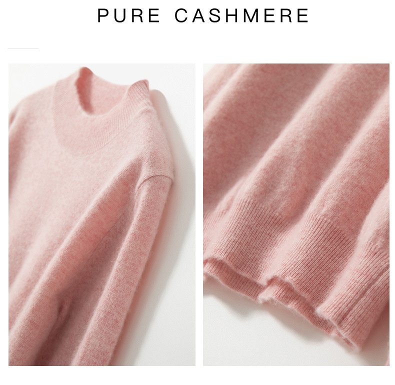 Cashmere Women's Mock Neck Long Sleeve Knit Sweater Pullover