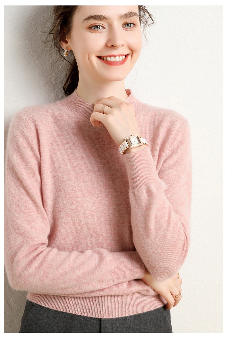 Cashmere Women's Mock Neck Long Sleeve Knit Sweater Pullover