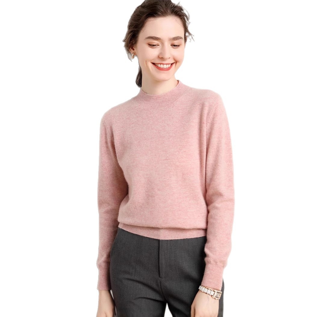Cashmere Women's Mock Neck Long Sleeve Knit Sweater Pullover