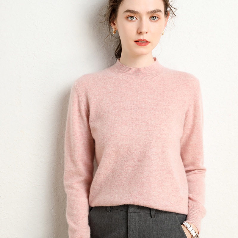 Cashmere Women's Mock Neck Long Sleeve Knit Sweater Pullover