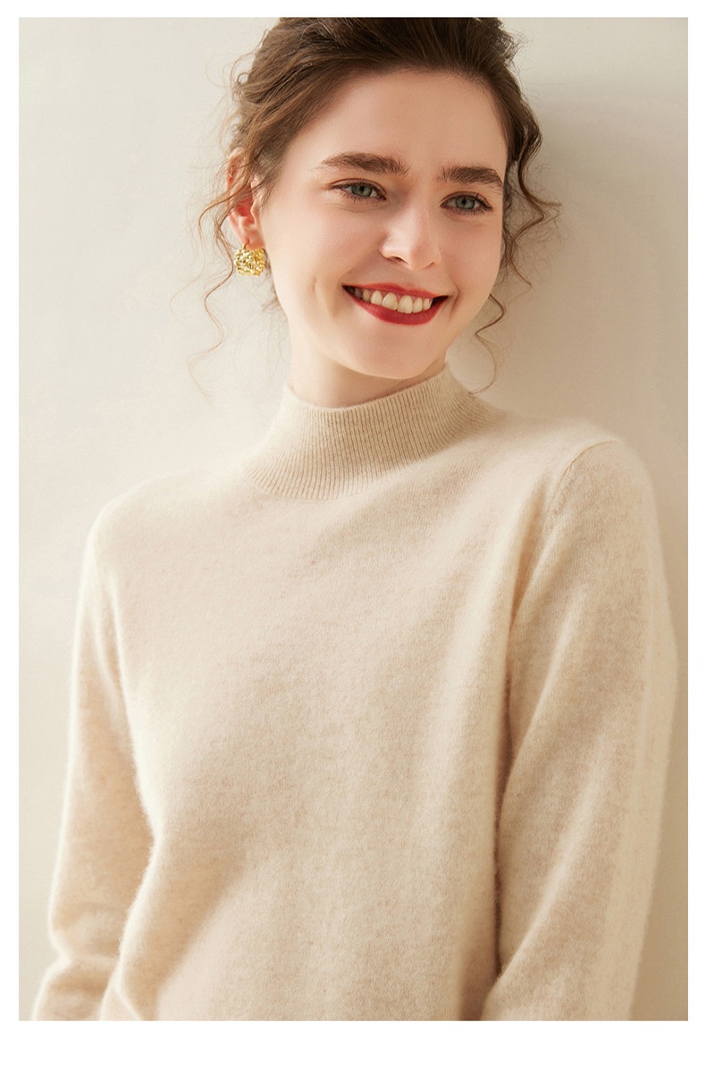 Cashmere Women's Mock Neck Long Sleeve Knit Sweater