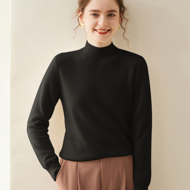 Cashmere Women's Mock Neck Long Sleeve Knit Sweater