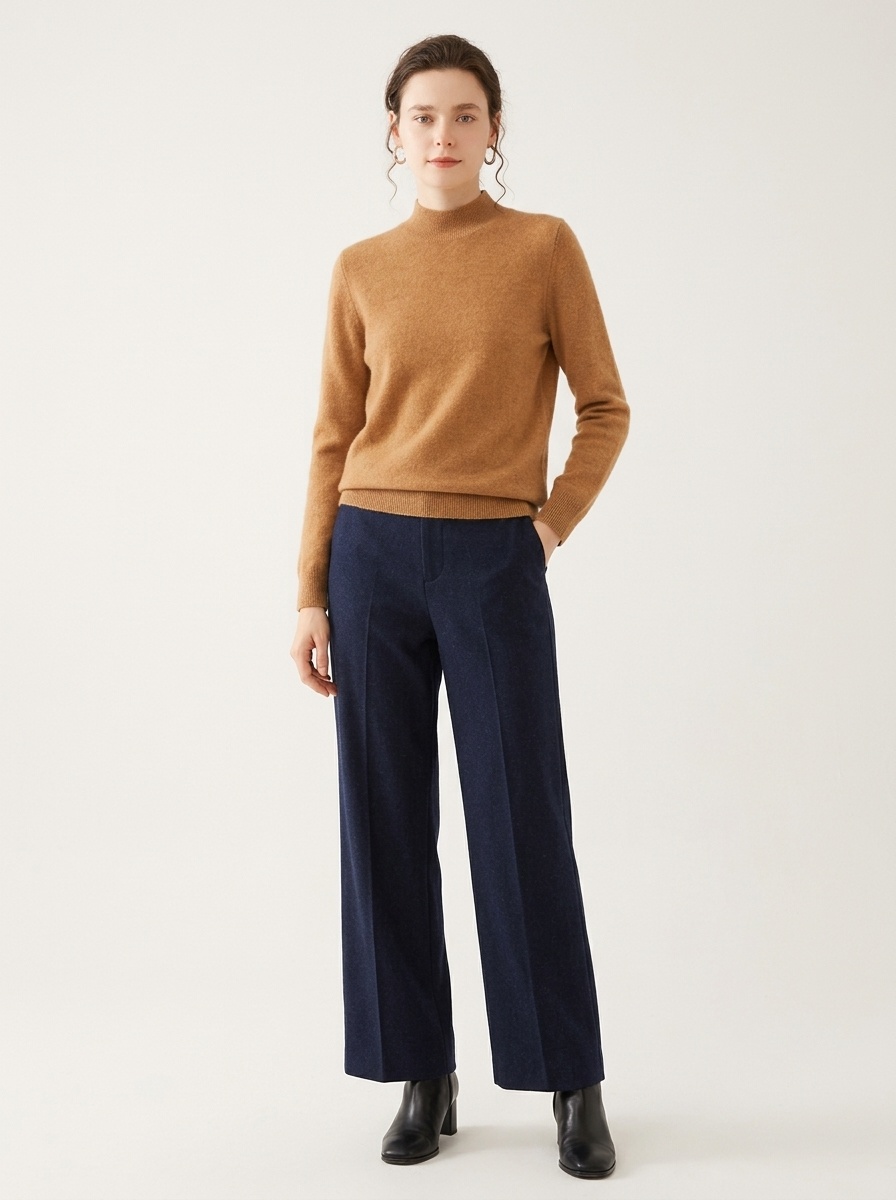 Cashmere Women's Mock Neck Long Sleeve Knit Sweater
