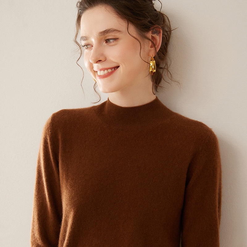 Cashmere Women's Mock Neck Long Sleeve Knit Sweater