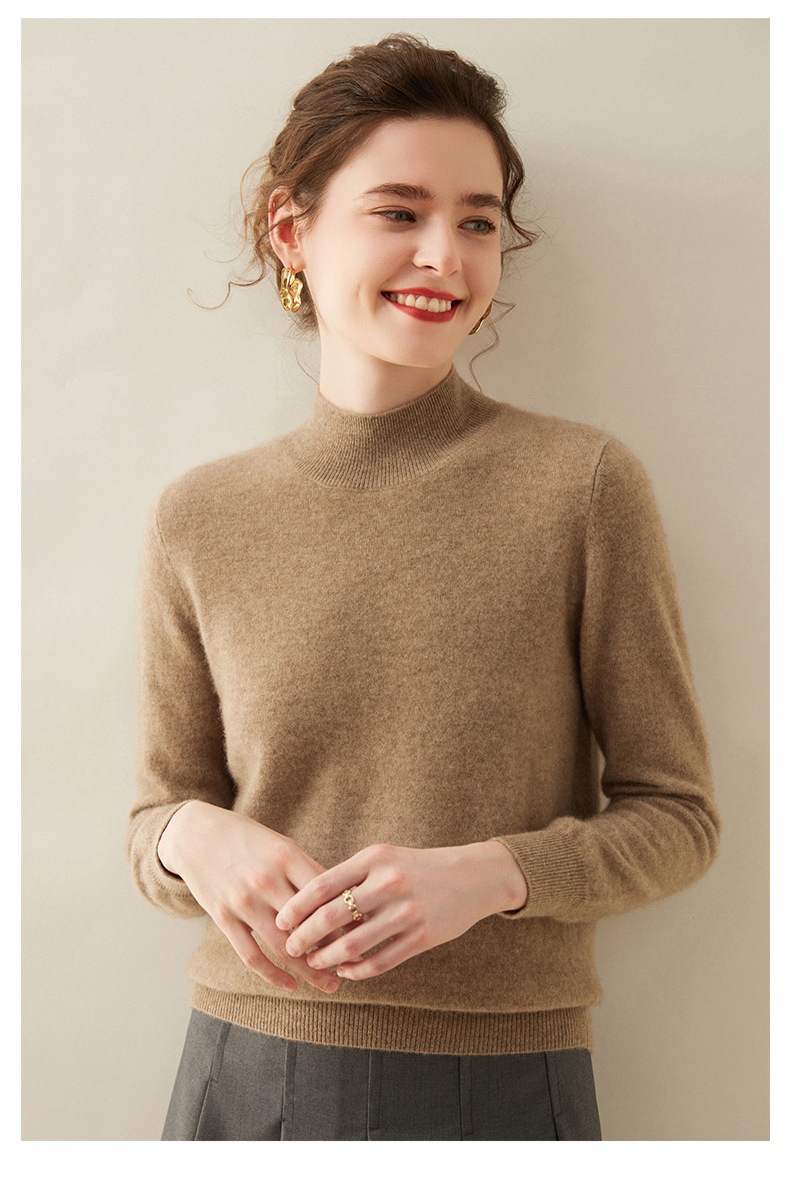 Cashmere Women's Mock Neck Long Sleeve Knit Sweater