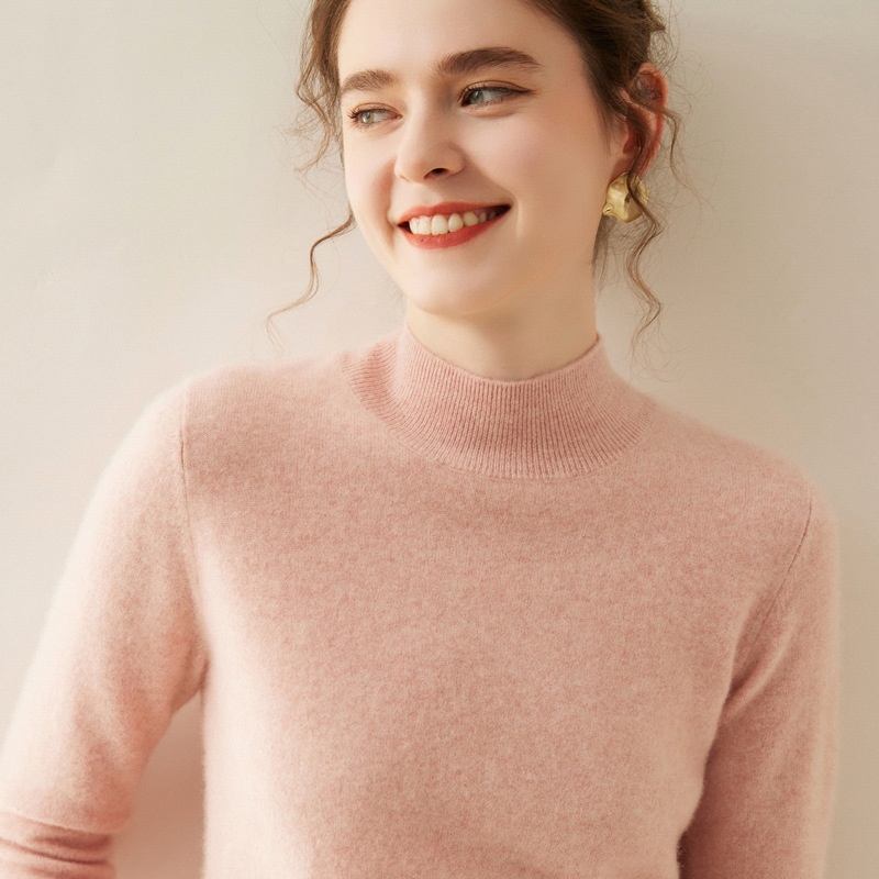 Cashmere Women's Mock Neck Long Sleeve Knit Sweater