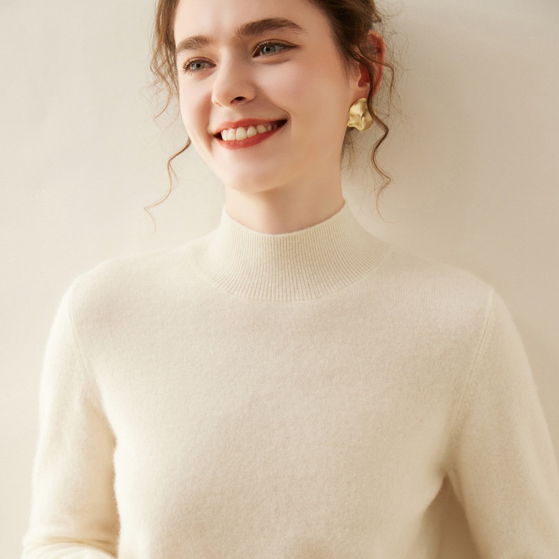 Cashmere Women's Mock Neck Long Sleeve Knit Sweater