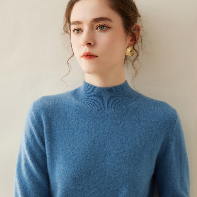 Cashmere Women's Mock Neck Long Sleeve Knit Sweater