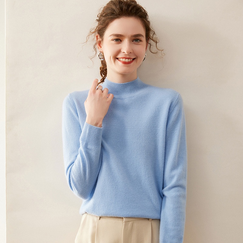 Cashmere Women's Mock Neck Long Sleeve Knit Sweater