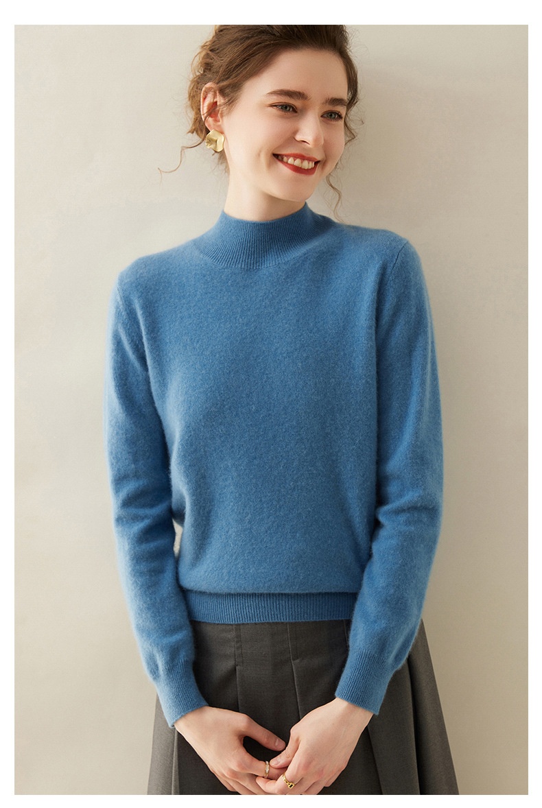 Cashmere Women's Mock Neck Long Sleeve Knit Sweater