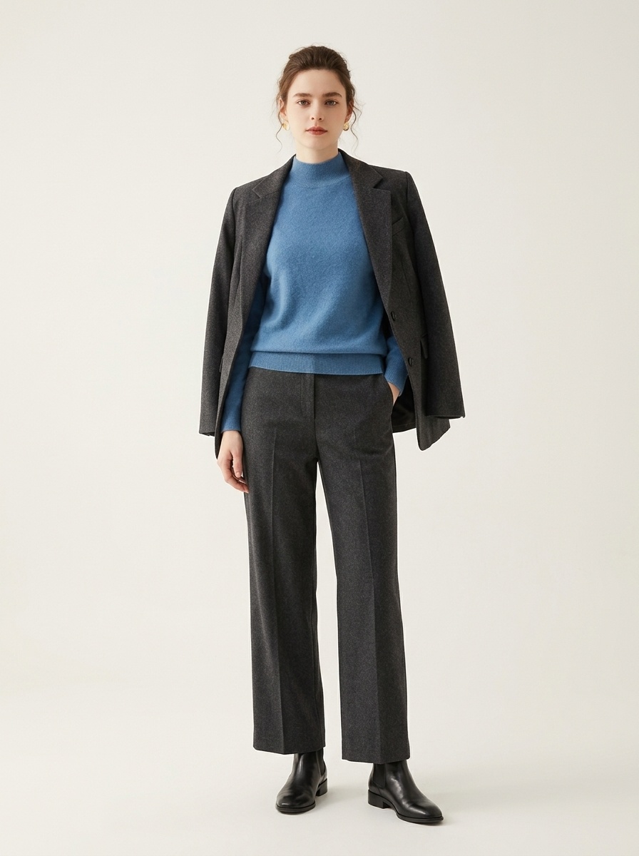 Cashmere Women's Mock Neck Long Sleeve Knit Sweater