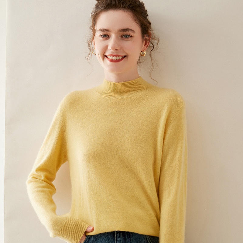 Cashmere Women's Mock Neck Long Sleeve Knit Sweater