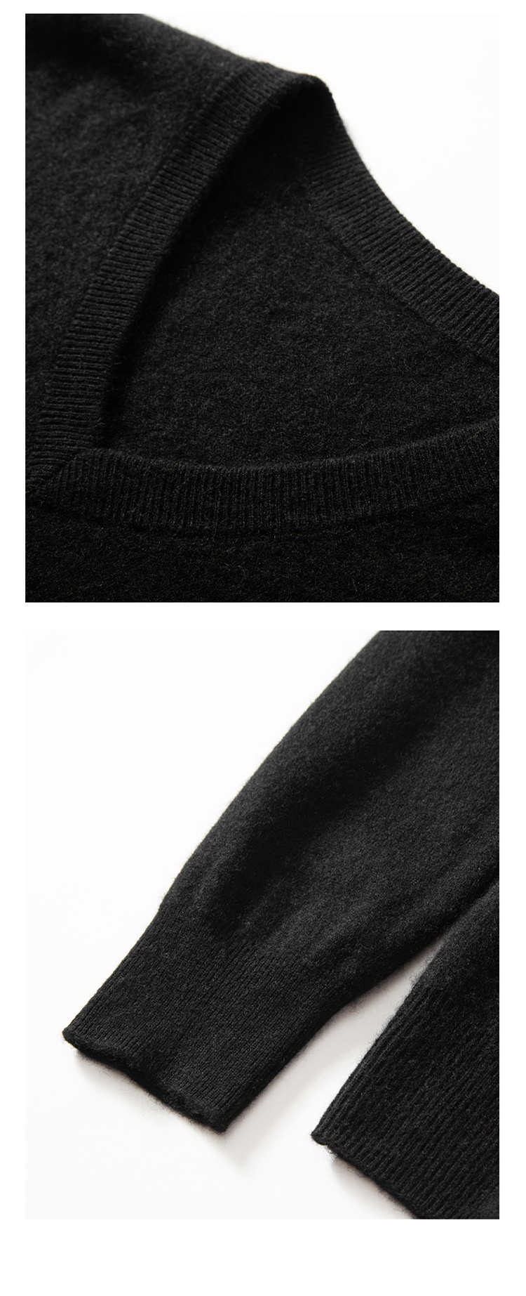 Jersey de punto clásico de cuello en V para hombre de cachemira