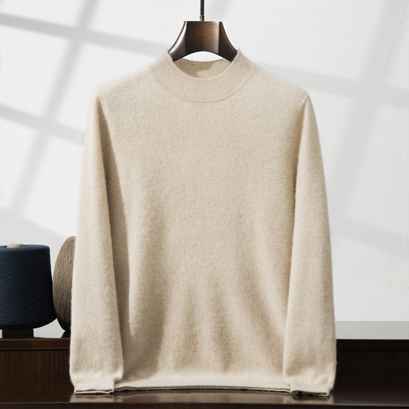 Jersey de punto de cachemira de manga larga con cuello alto para hombre