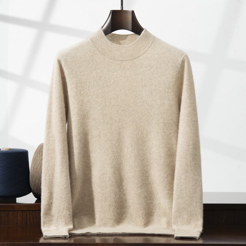 Jersey de punto de cachemira de manga larga con cuello alto para hombre