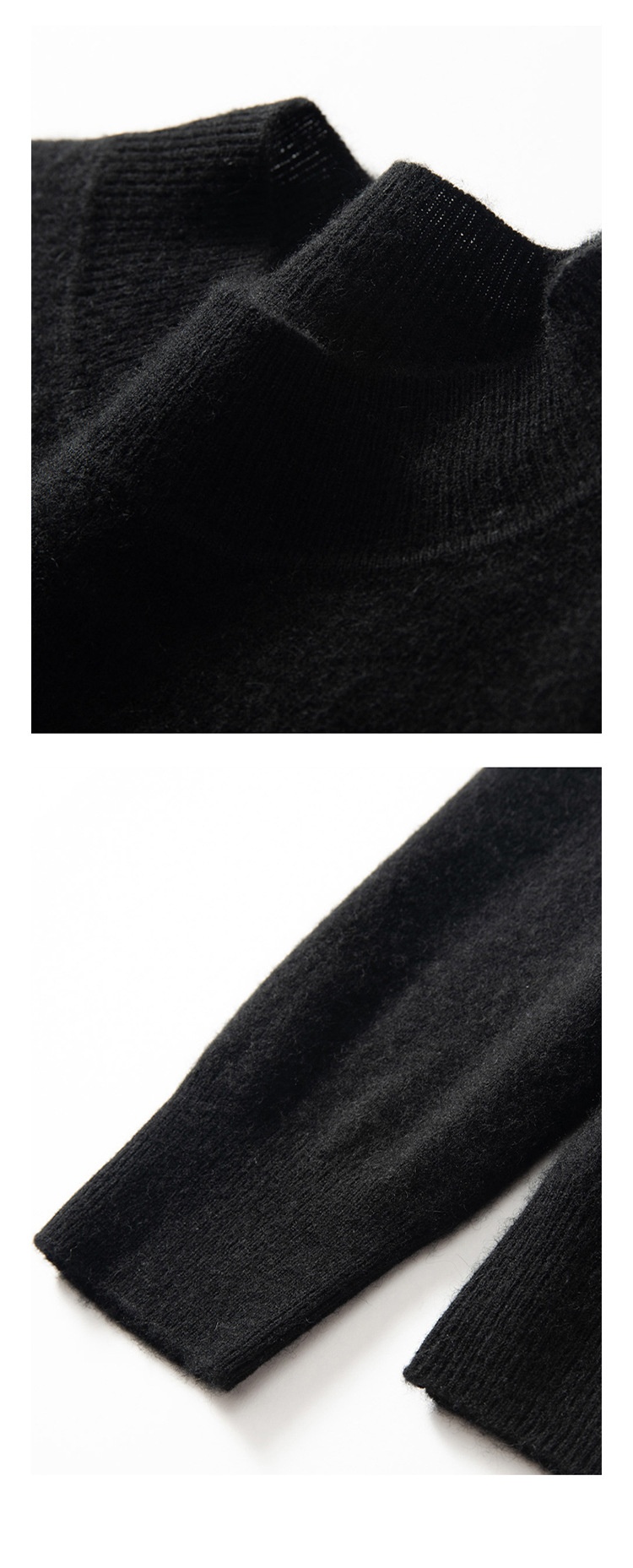 Jersey de punto de cachemira de manga larga con cuello alto para hombre