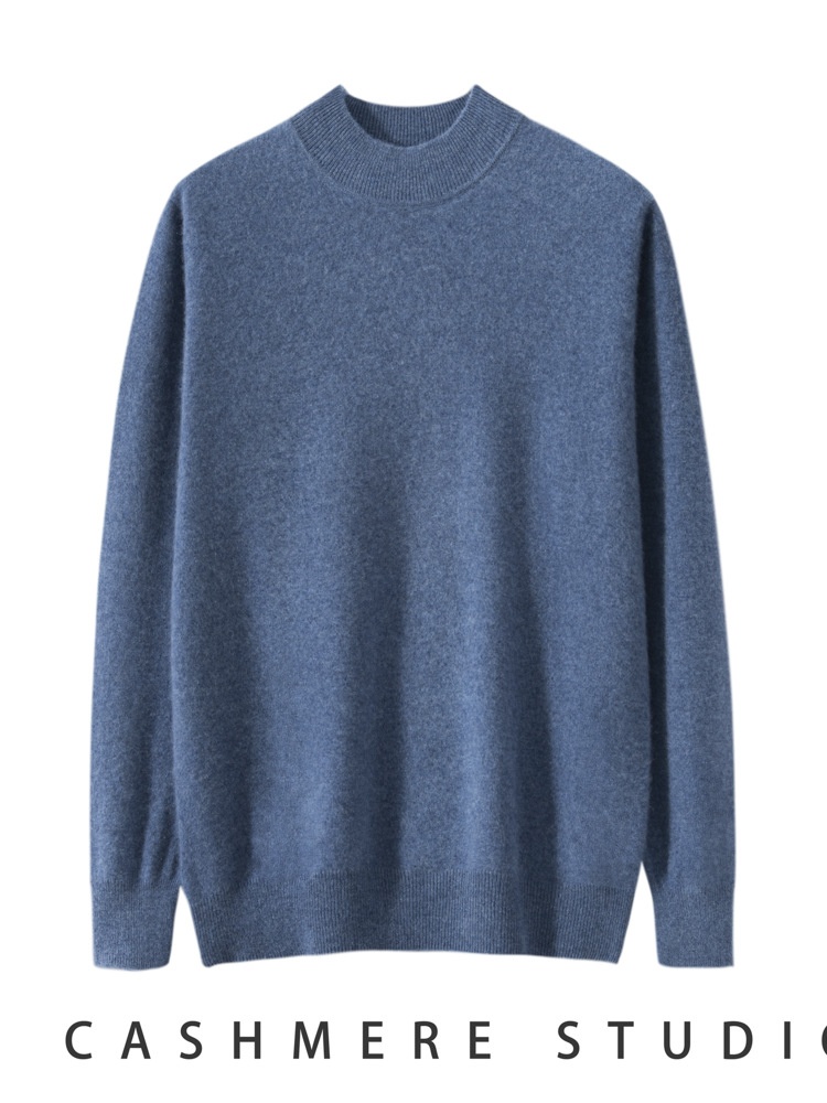 Jersey de punto de cachemira de manga larga con cuello alto para hombre