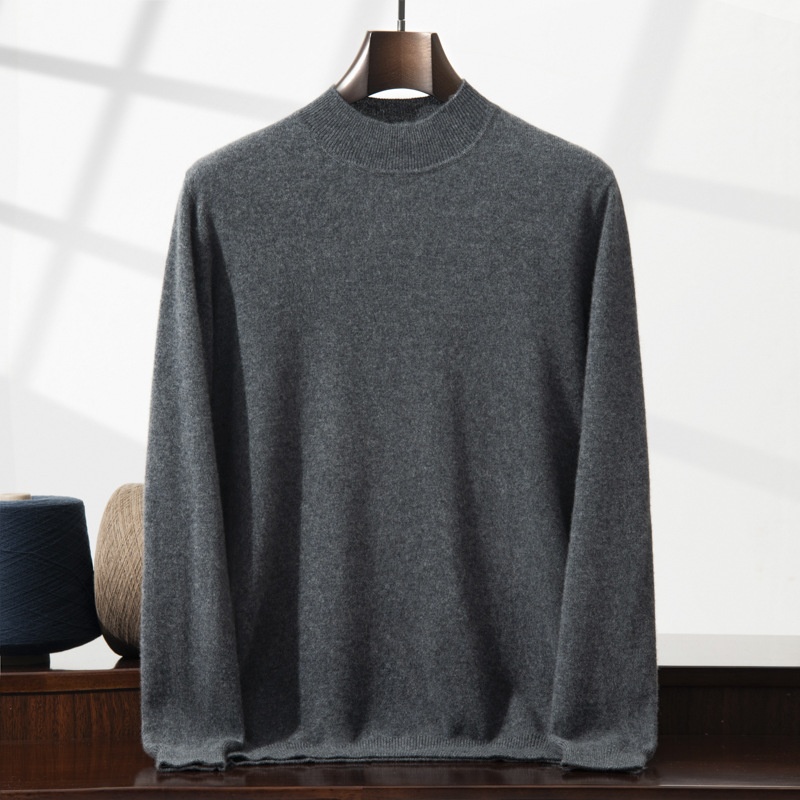 Jersey de punto de cachemira de manga larga con cuello alto para hombre
