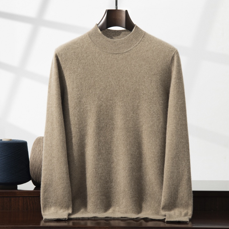Jersey de punto de cachemira de manga larga con cuello alto para hombre