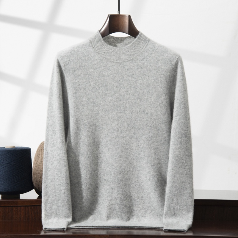 Jersey de punto de cachemira de manga larga con cuello alto para hombre