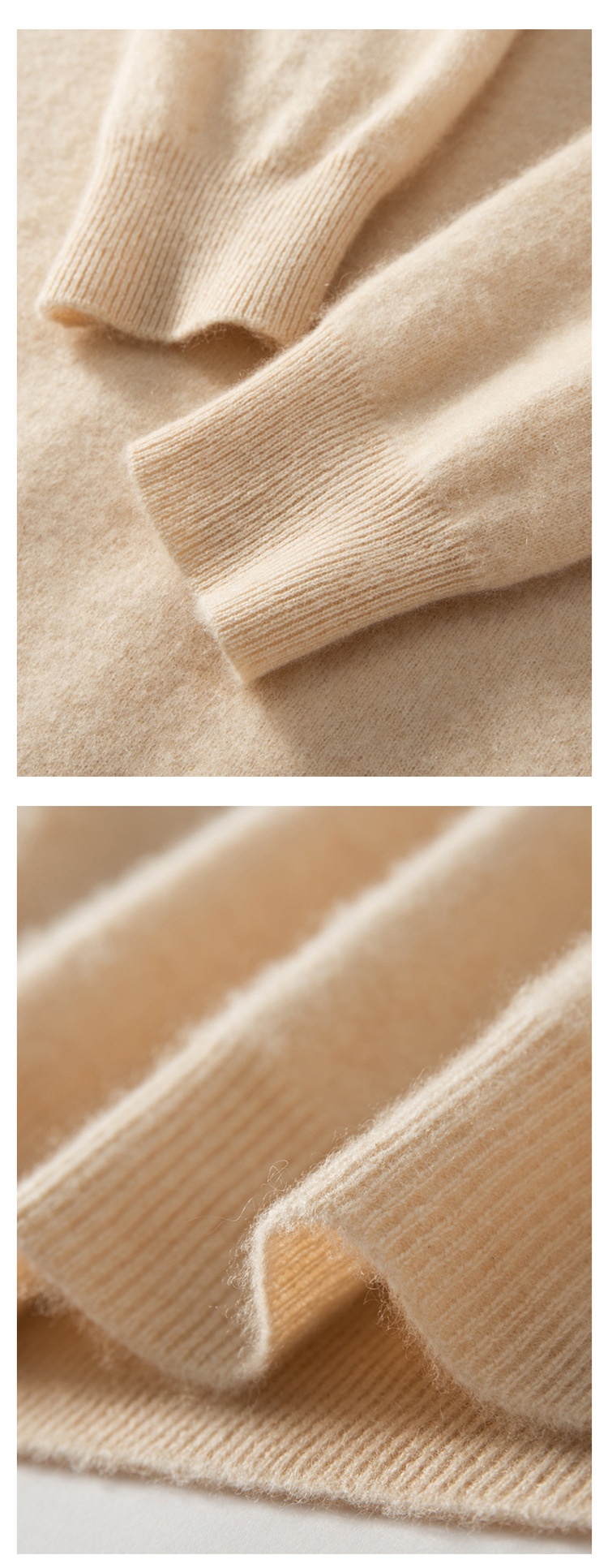 Jersey de punto de cachemira de manga larga con cuello alto para hombre.