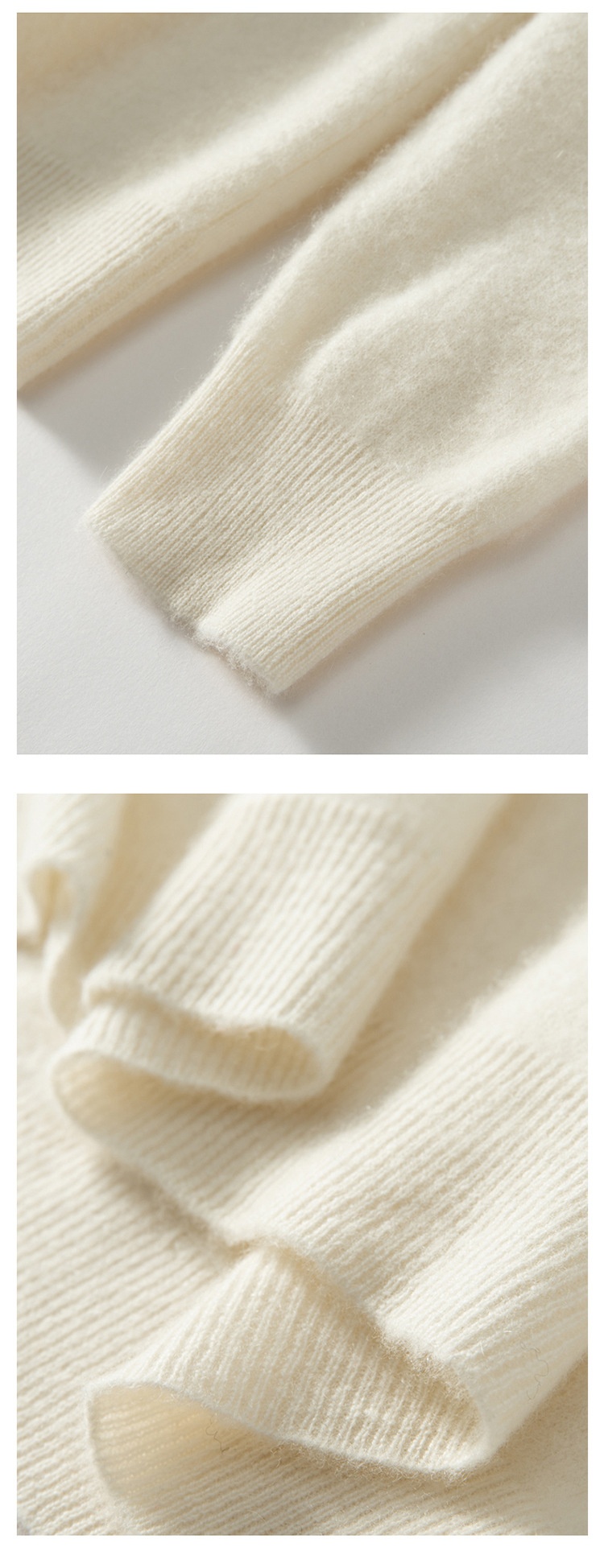 Jersey de punto de cachemira de manga larga con cuello alto para hombre.