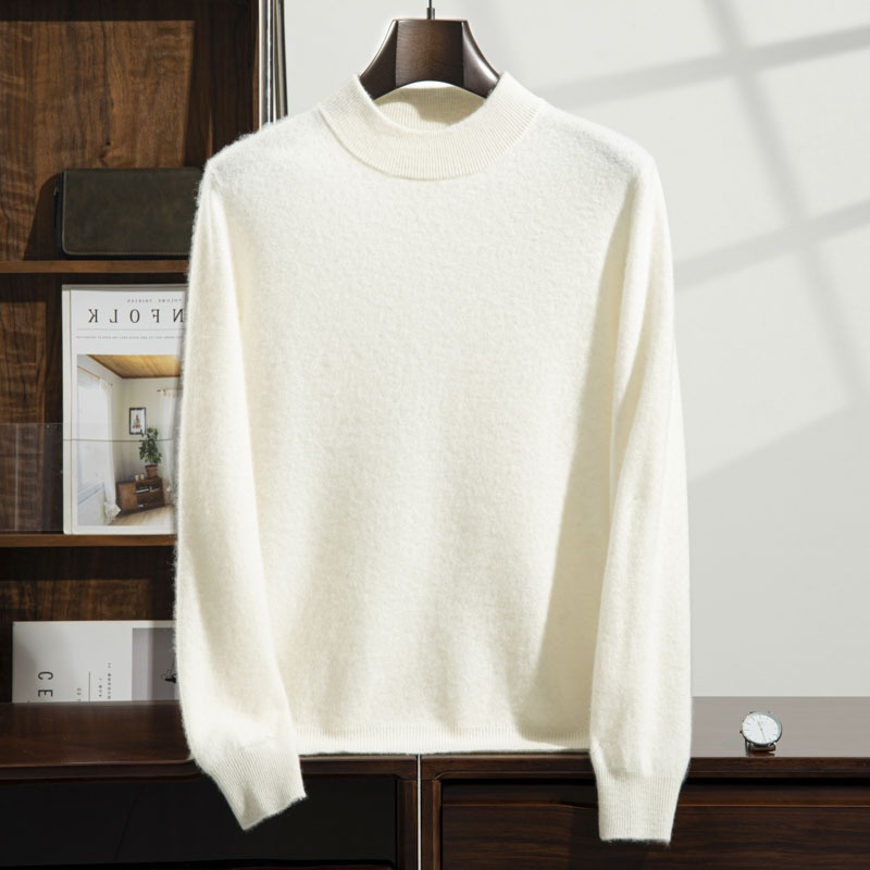 Jersey de punto de cachemira de manga larga con cuello alto para hombre.