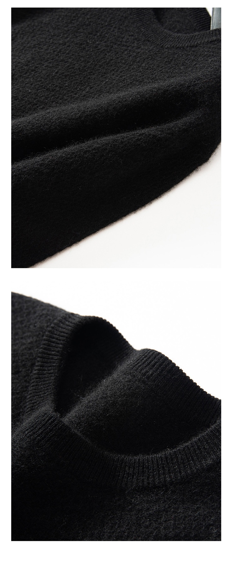 Jersey de manga larga de punto con cuello redondo y textura de cachemira para hombre