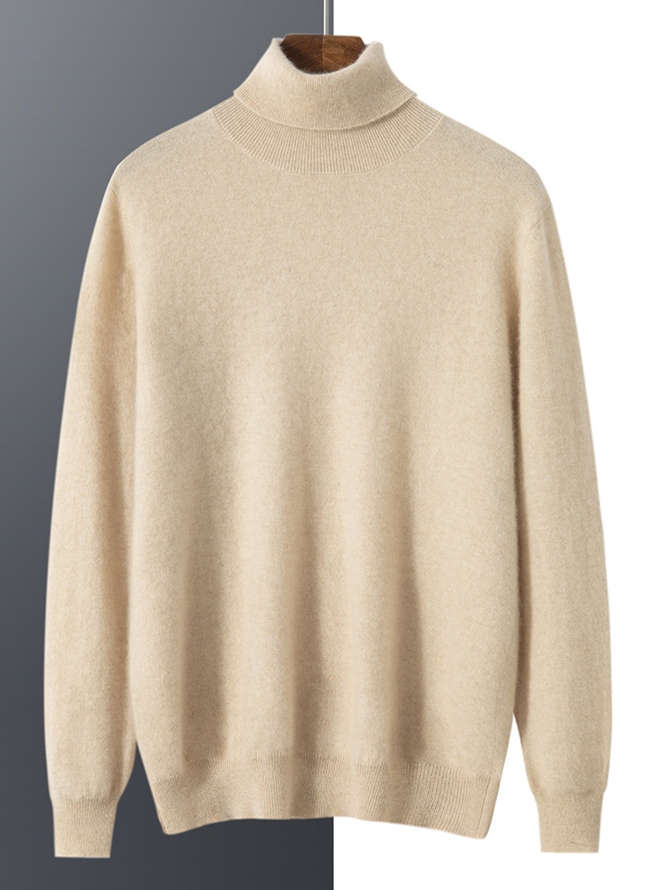 Jersey de punto de cuello alto de cachemira para hombre