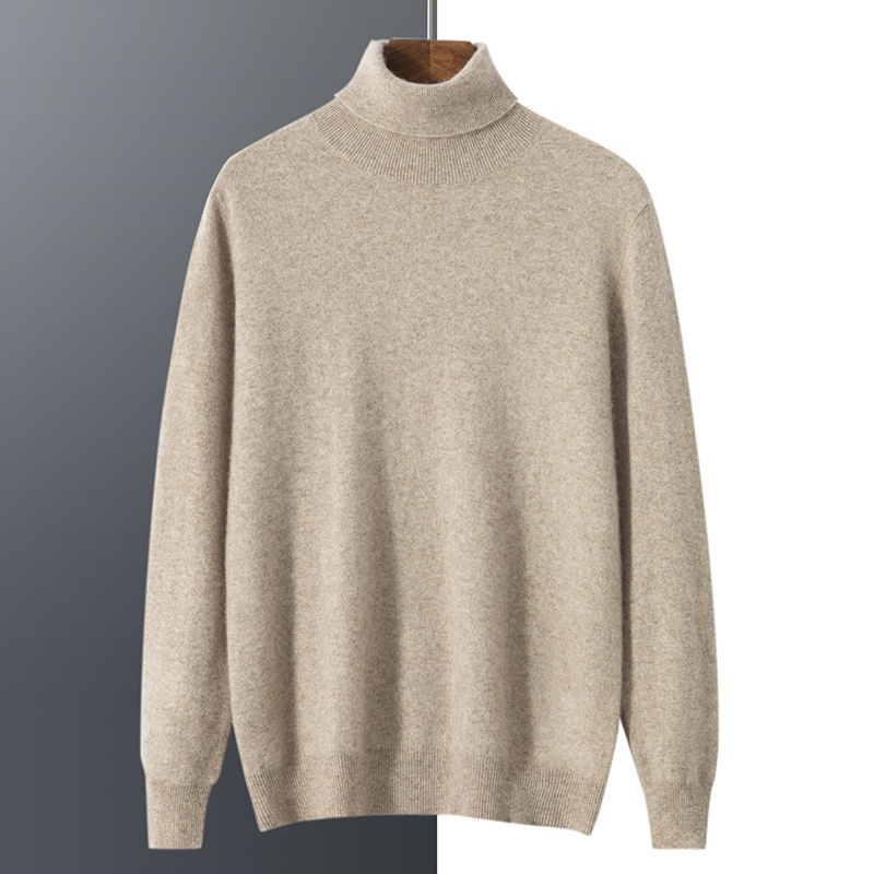 Jersey de punto de cuello alto de cachemira para hombre